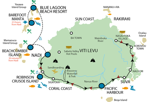 map of fiji resorts coral coast 11 Day Fiji Holiday Package Feejee Five map of fiji resorts coral coast